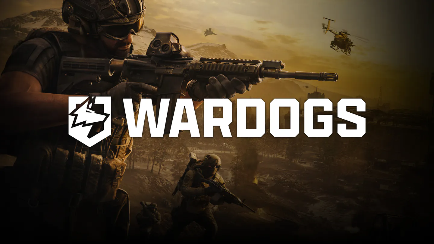 WARDOGS soldiers advancing through a large battlefield in the official reveal key art
